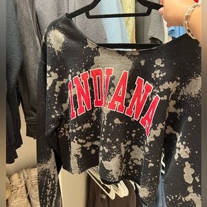 Indiana cropped splatter bleached cut crewneck